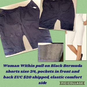 Woman Within black Bermuda shorts size 34.